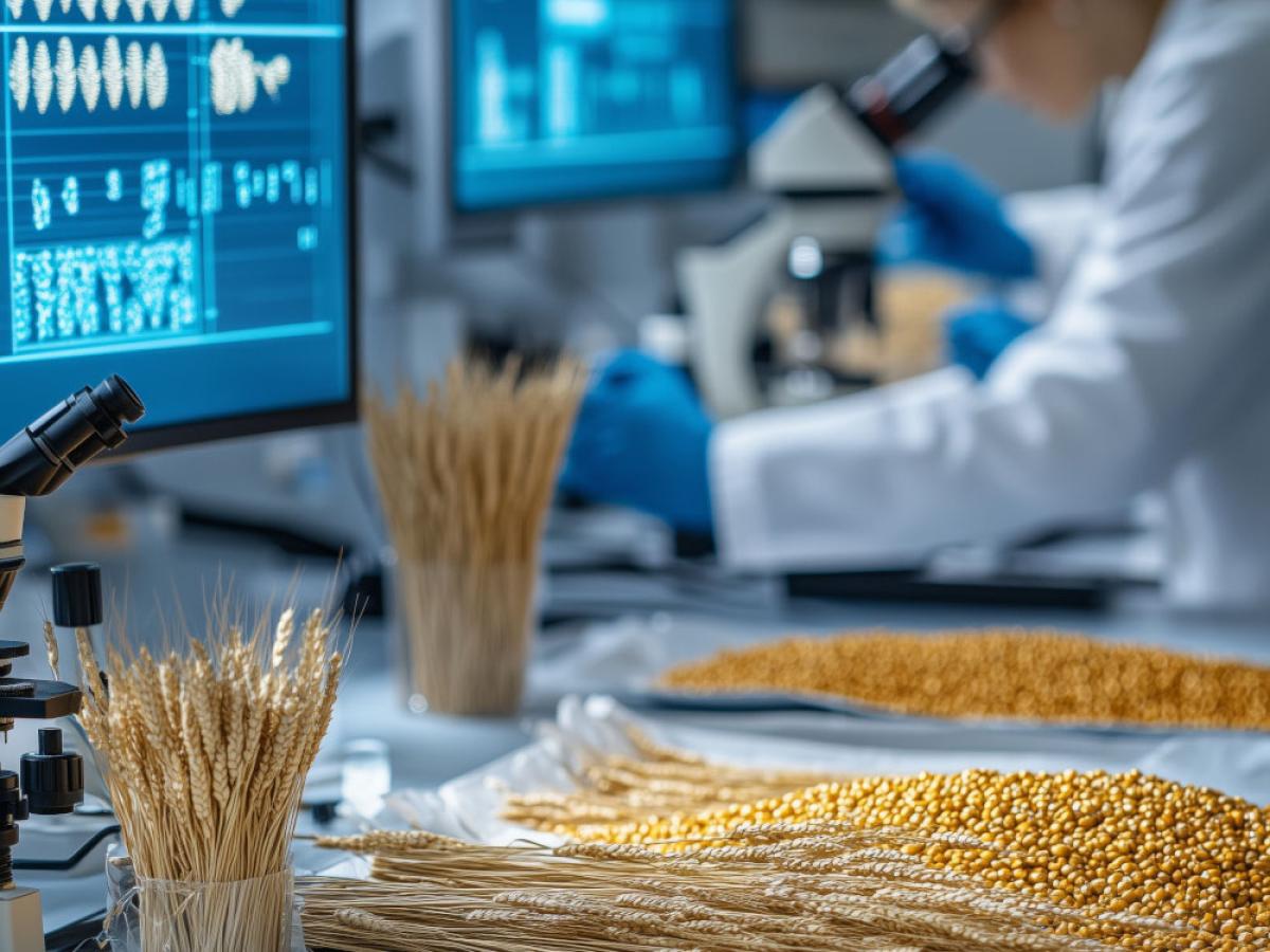 Wheat varieties being studied in a laboratory
