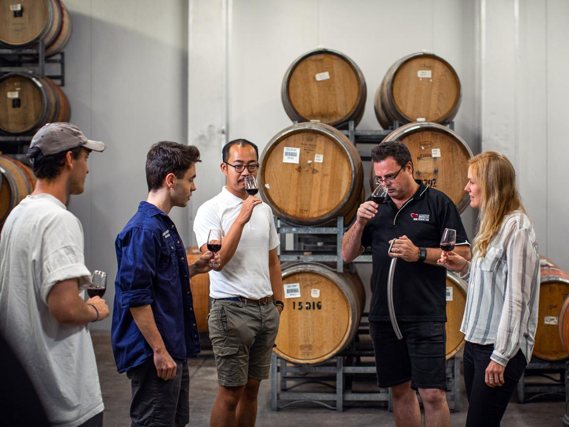 Wine tasting in the Uni of Adelaide winery