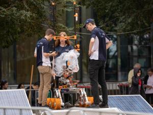 2021 Australian Rover Challenge: Monash rover and team on the field