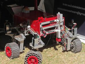 2022 Australian Rover Challenge: University of Adelaide rover maintenance inside team tent