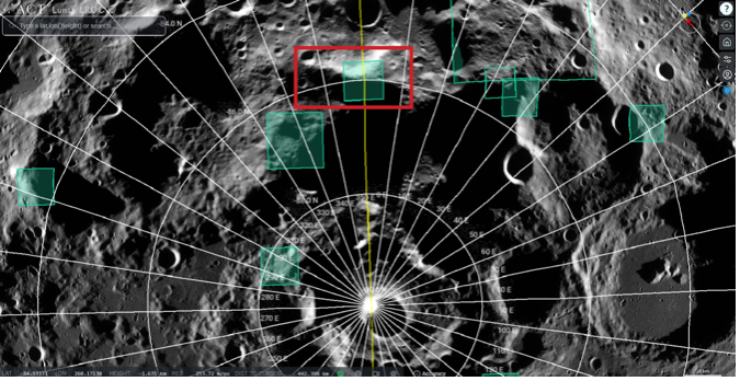 South Polar region of the Moon with the candidates for Artemis 3 