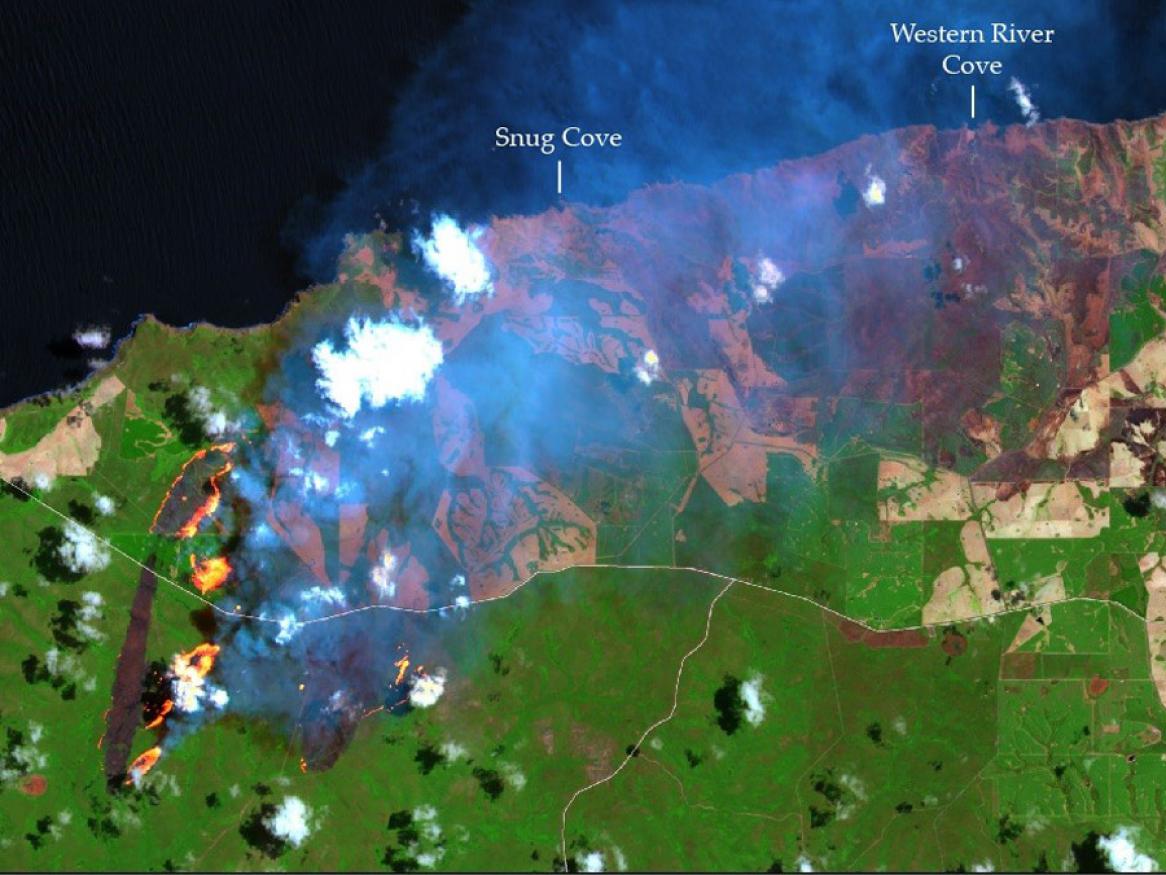 Satellite mapping of fire affected areas on Kangaroo Island