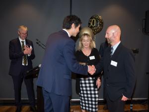 Giulio Ponte receiving longest serving staff award