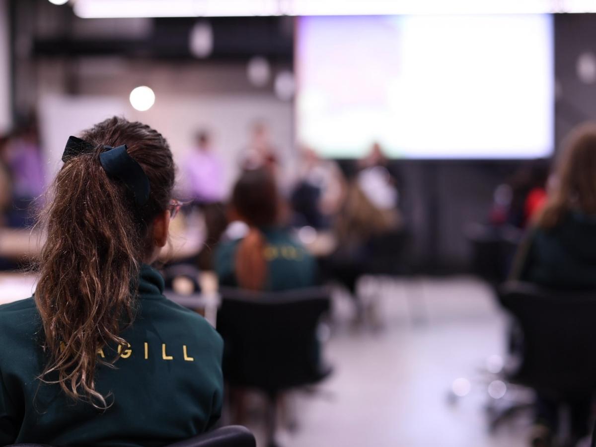 A class room of young women