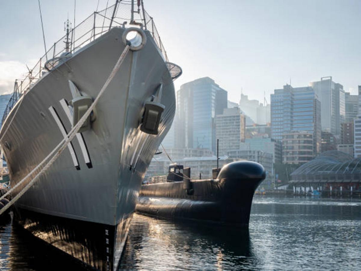 ship and sub in sydney harbour