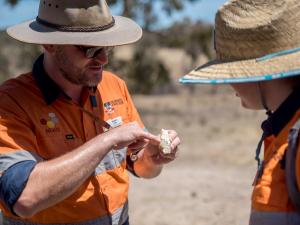 NExUS program leader Dr Richard Lilly with a program participant conducting field work in the Adelaide Hills