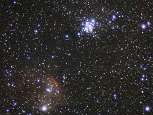 NGC 3324 and 3293, Skywatcher 62ED, 35x4-second frames, uncooled ZWO ASI178MC.