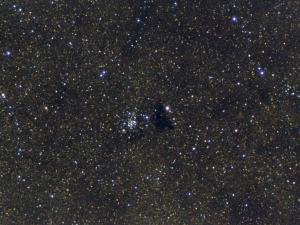 Dark nebula Barnard 86, Skywatcher 62ED at f/5.6, 40x6-second frames, uncooled ZWO ASI178MC.