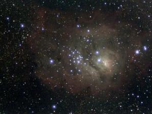 Nebula M8, Skywatcher 62ED at f/5.6, 40x6-second frames, uncooled ZWO ASI178MC.