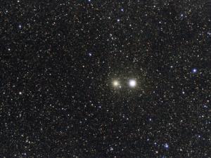 Globular cluster NGC6441 (left) and star G Scorpii, Skywatcher ED62 at f/5.6, 40x6-second frames, uncooled ZWO ASI178MC.