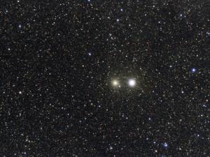 Globular cluster NGC6441 (left) and star G Scorpii, Skywatcher ED62 at f/5.6, 40x6-second frames, uncooled ZWO ASI178MC.