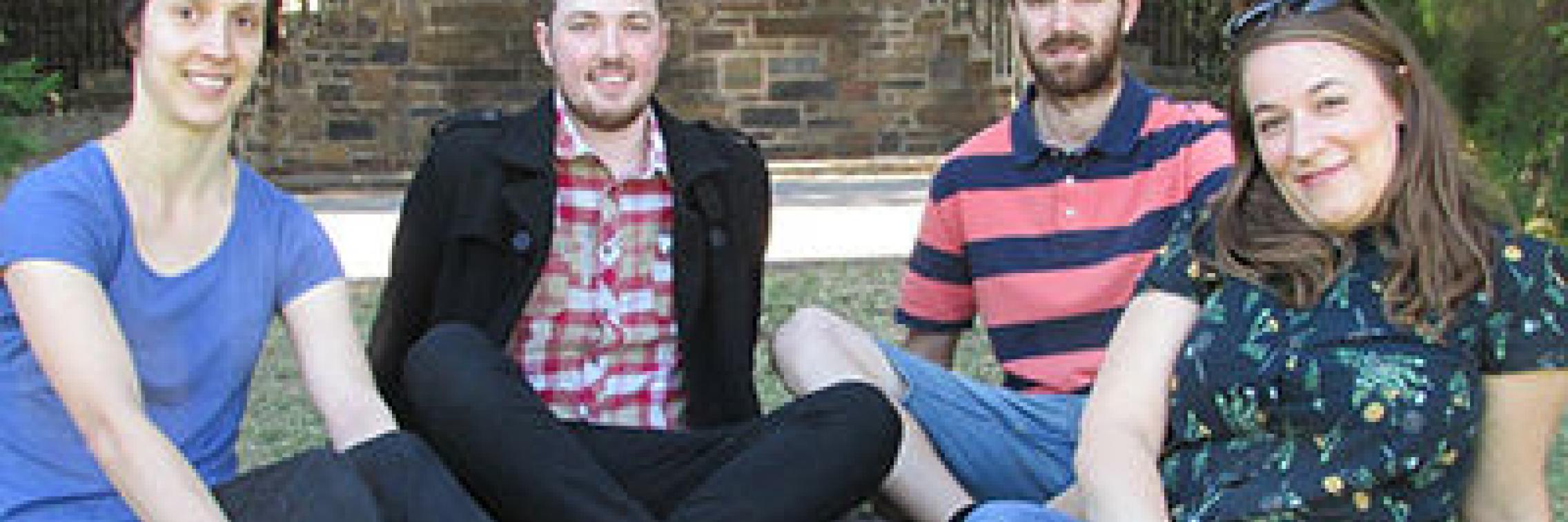 Image of University of Adelaide GRDC research scholarship recipients Brooke Schofield, Christopher Ward, David Brunton and Alicia Merriam