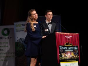 Amber and Anthony during their presentation AWA awards