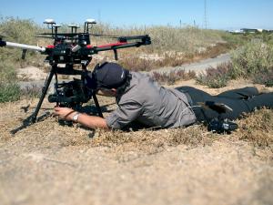 Dr Ramesh Raja Segaran with drone. Photo - Alice Jones