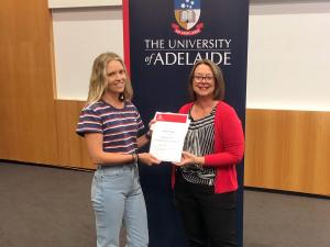 Dr Nicole Foster was awarded the K.P Barley Prize for Outstanding Academic Achievement in a postgraduate degree in Agriculture or Natural Resource Sciences.