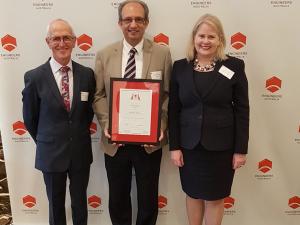 Prof Derek Abbott presented with his HonFIE certificate.