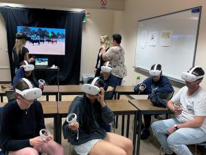 Animal science student immersed in cattle handing training via virtual reality