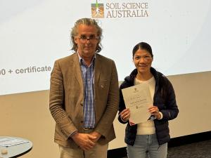 Thi Diem Nguyen awarded Best long presentation: Soils and Agronomy with Professor Jason Able, Head of School