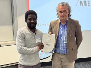 Olaide Akintayo awarded Best poster runner-up with Professor Jason Able, Head of School