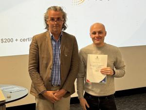 Ryan Edwards awarded Best long presentation: Plant Improvement with Professor Jason Able, Head of School
