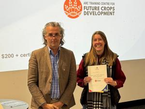 Mirrin McKay awarded Best long presentation: Plants and Agriculture with Professor Jason Able, Head of School