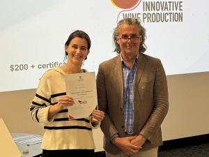 Tea Knezevic awarded Best Long presentation: Wine Science with Professor Jason Able, Head of School