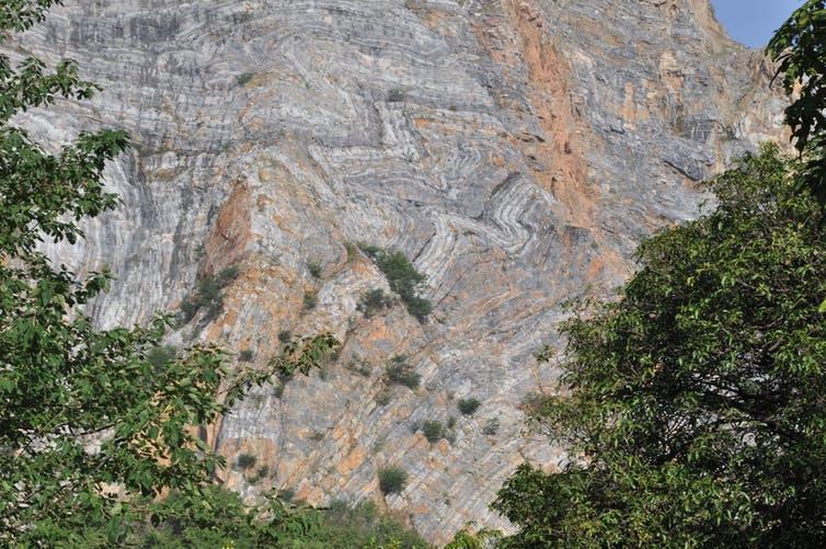 Rocks of Central Thailand folded by the collisions that grew Asia. Alan Collins, Author provided