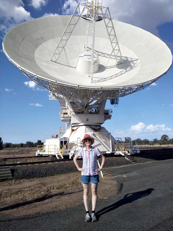 Physics student Rhona Hamilton with the Australian Telescope Compact Array