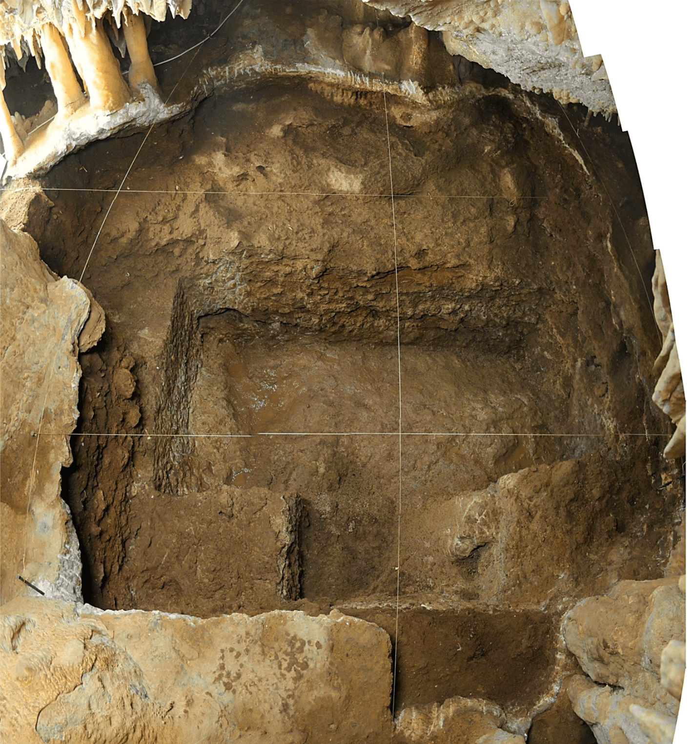 The Area F excavation trench at the end of the 2013 field season. Each grid unit is 1 m². Image: João Zilhão