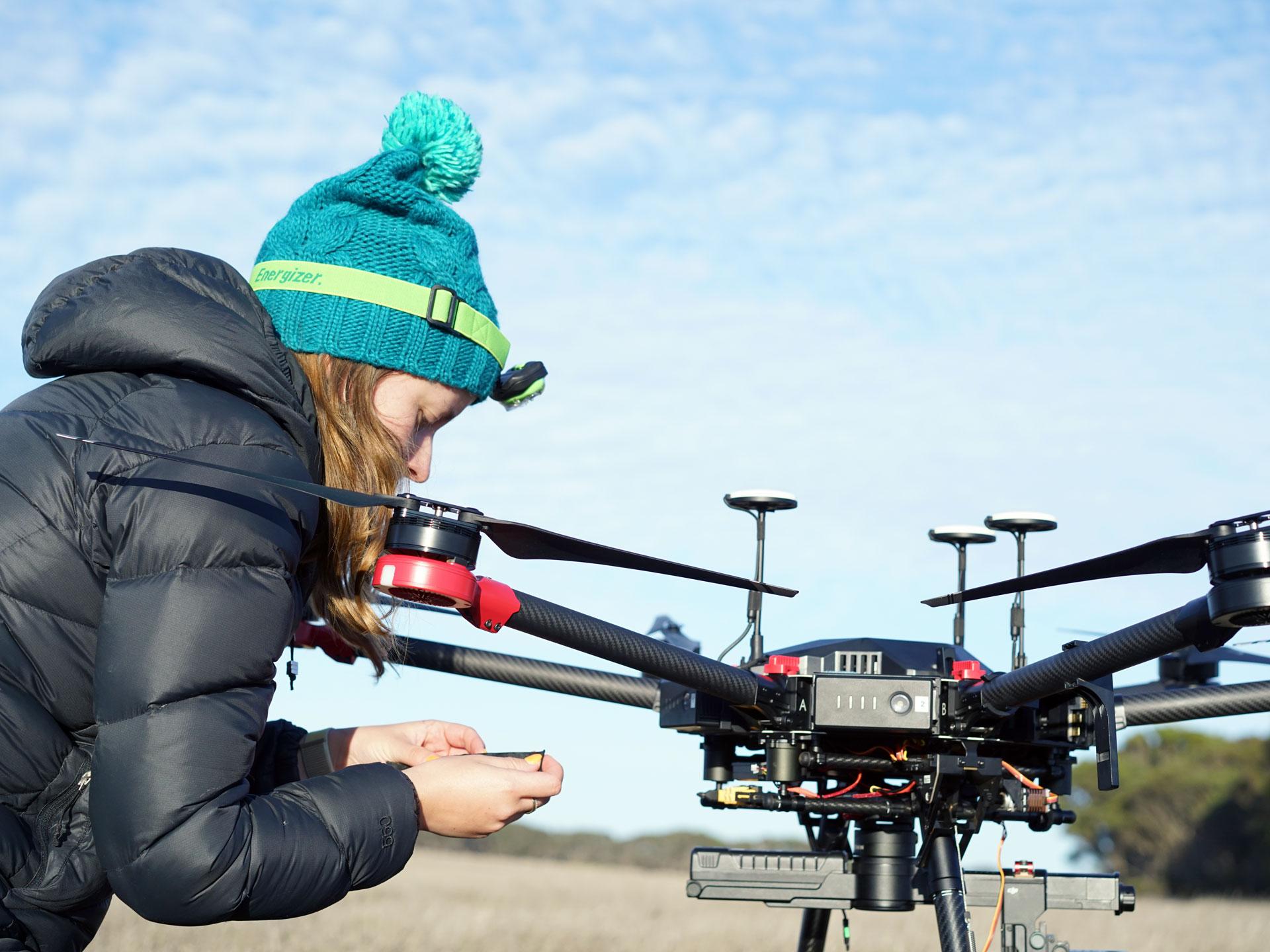 Molly Hennekam from the University's Unmanned Research Aircraft Facility 