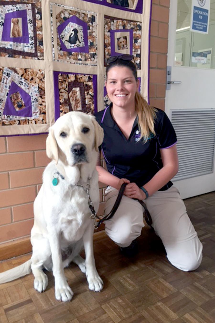 Pip Edwards, Puppy Education Supervisor at the Royal Society for the Blind with Lulu