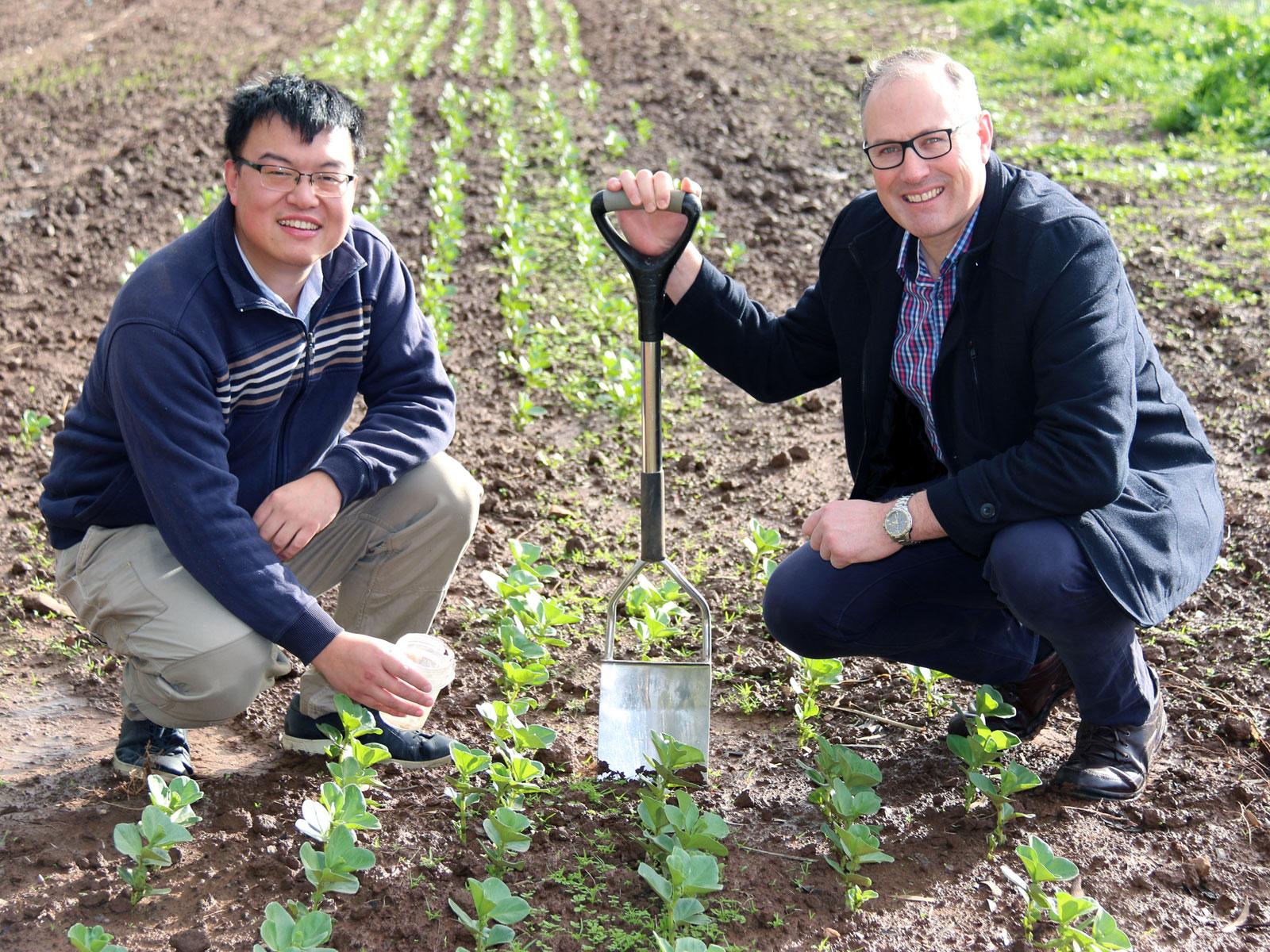 GRDC soil microbes photo with Matthew Denton and Yi Zhou