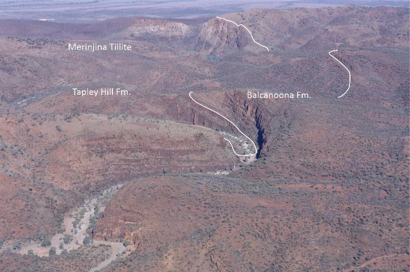 Kingsmill Creek Arkaroola from the air