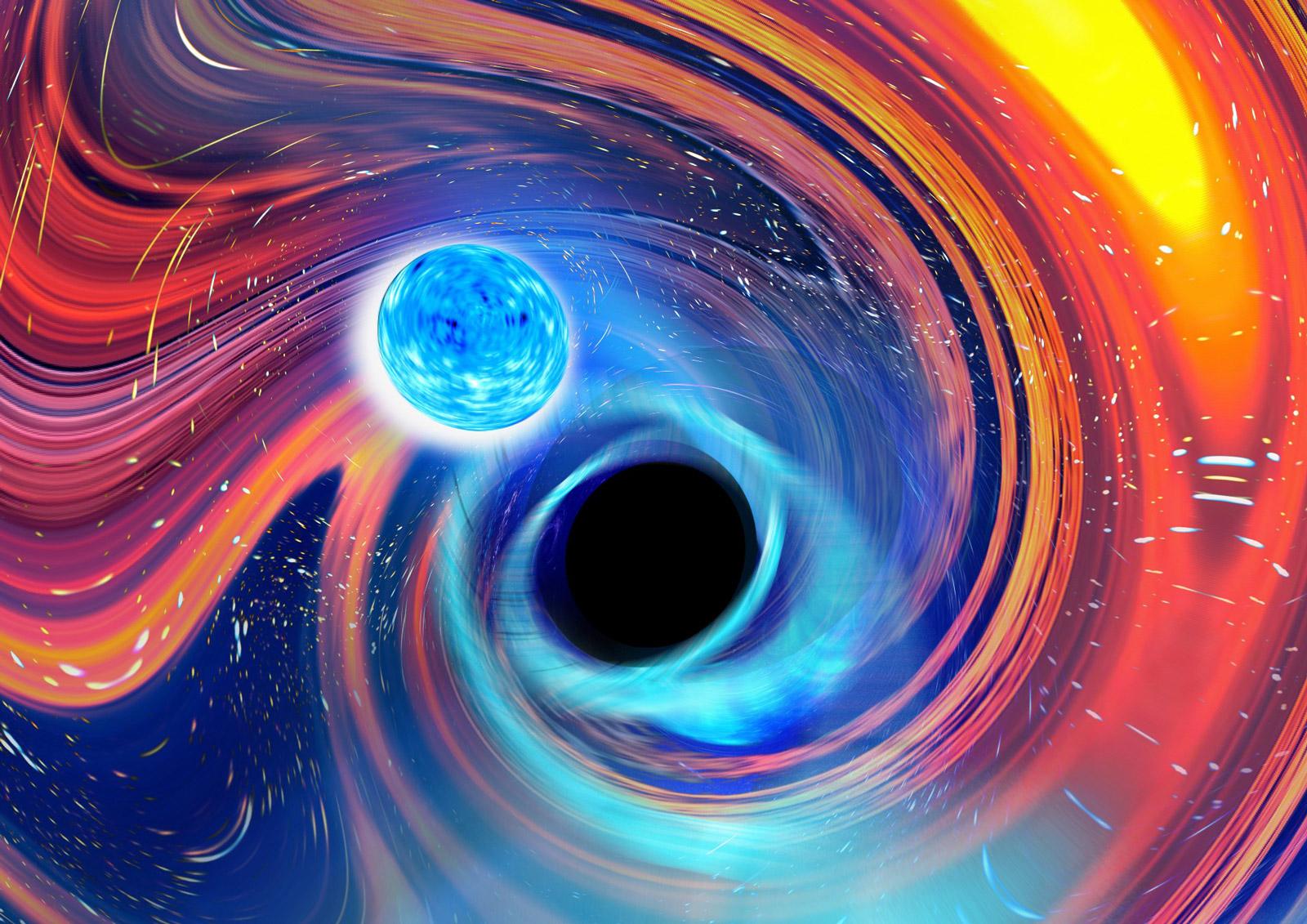Artist’s impression of a neutron star and black hole about to merge. Carl Knox, OzGrav-Swinburne University.