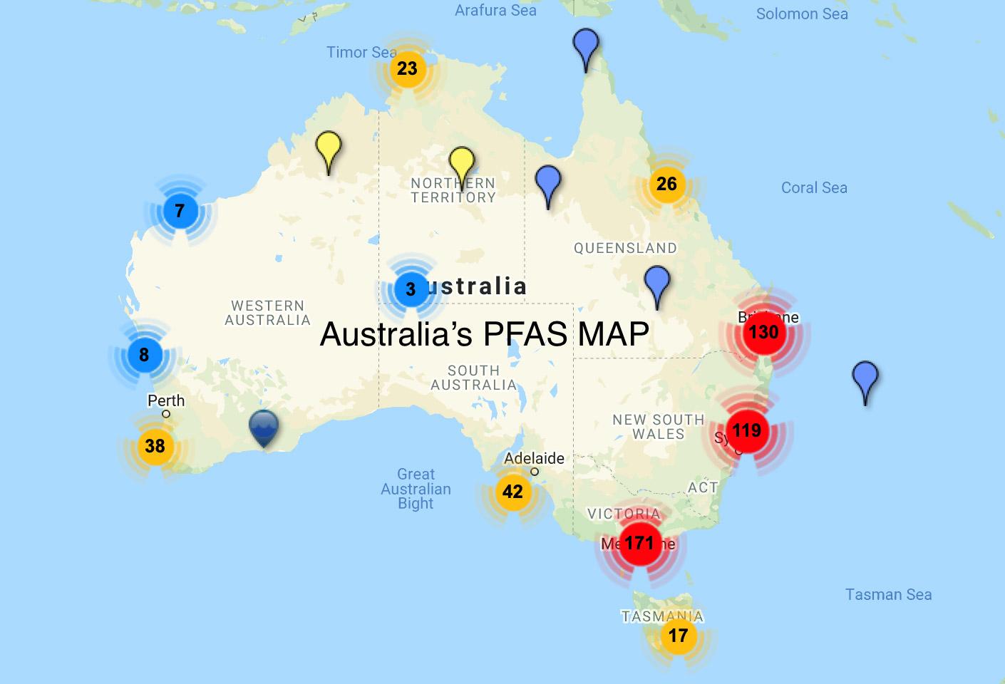 Australia PFAS map