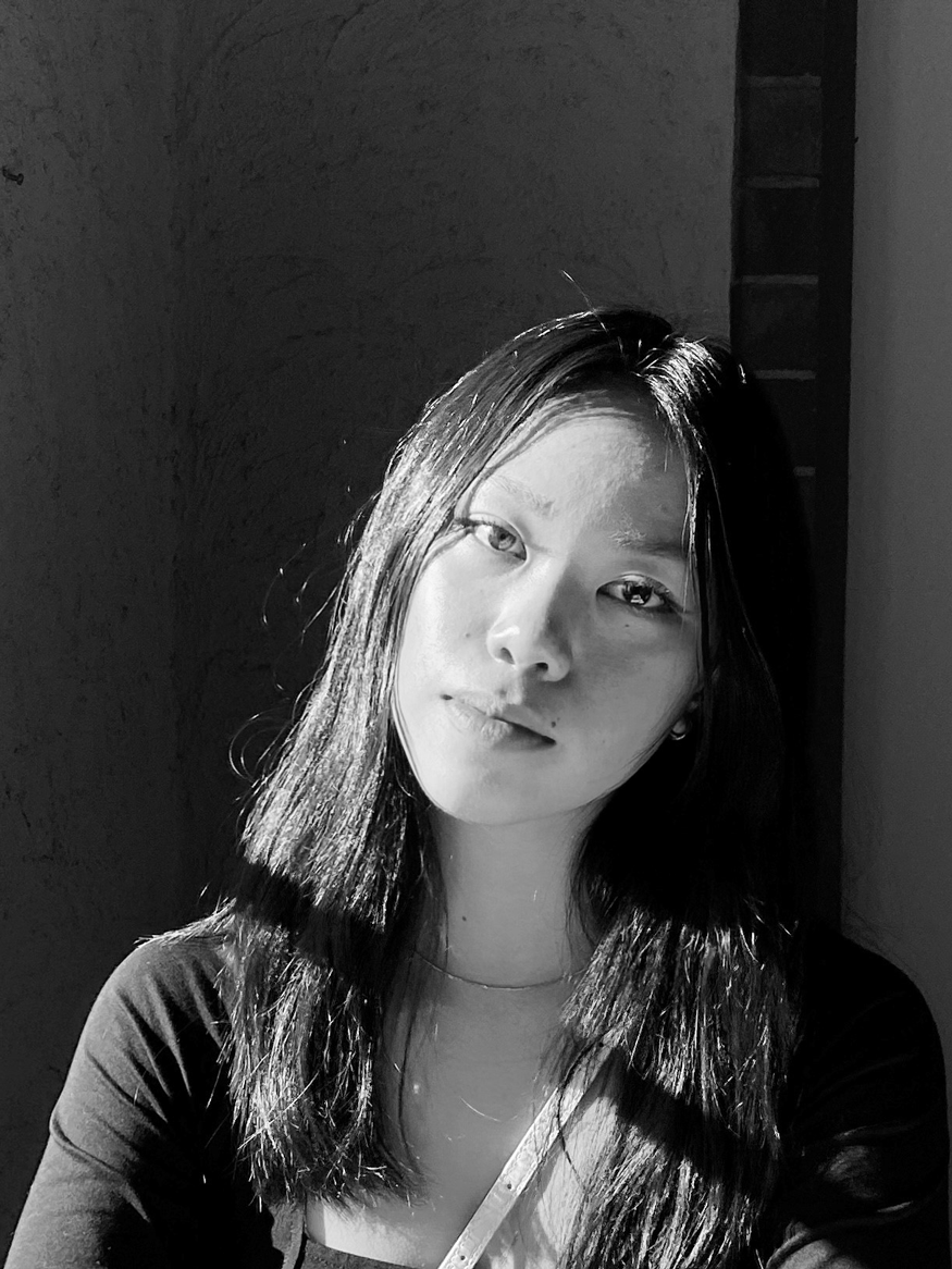 black and white photo of student miah thorpe