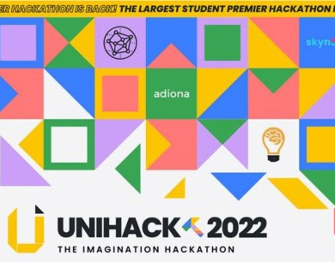 Coloured boxes with UNIHACK 2022 below