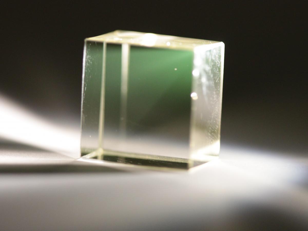 Glass developed by IPAS for the image chamber of Coretec’s CSpace 3D volumetric display. Image: University of Adelaide.
