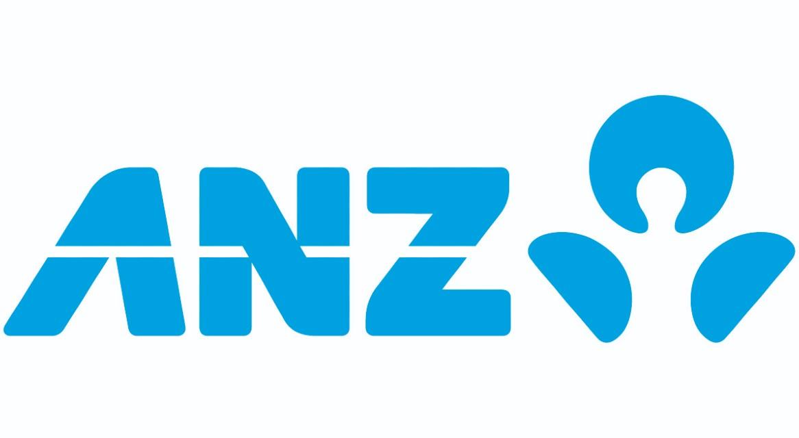 Blue lettering ANZ with shape adjacent