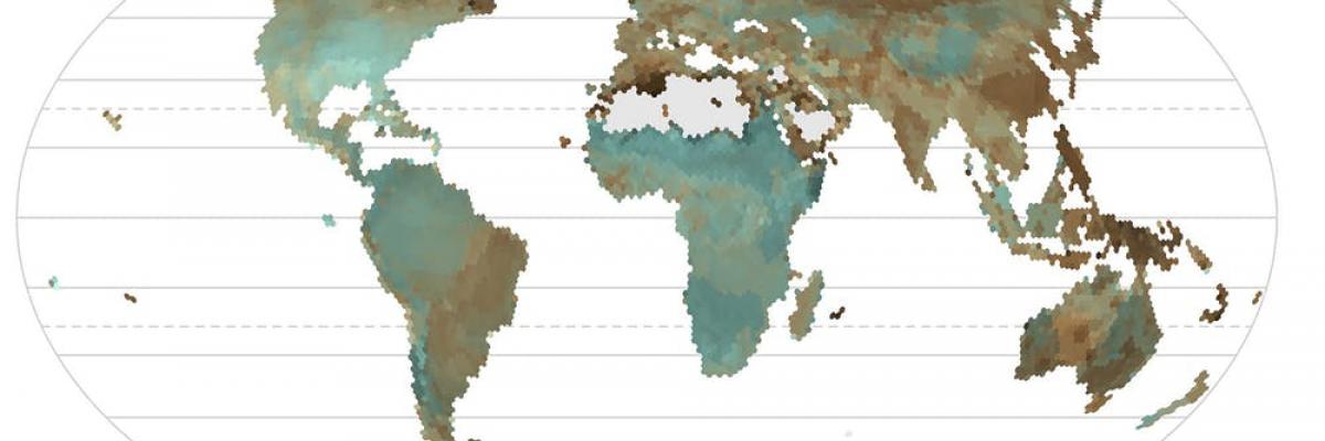 The average colour of eggshells in different areas around the world. Wisocki et al. 2019 'The global distribution of avian eggshell colours suggests a thermoregulatory benefit of darker pigmentation', Nature Ecology & Evolution