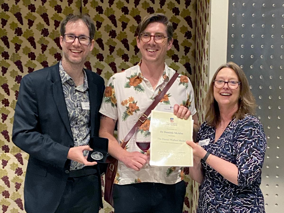 Dr Dominic McAfee was awarded The Daniel Walker Medal for Early Career Research Excellence.