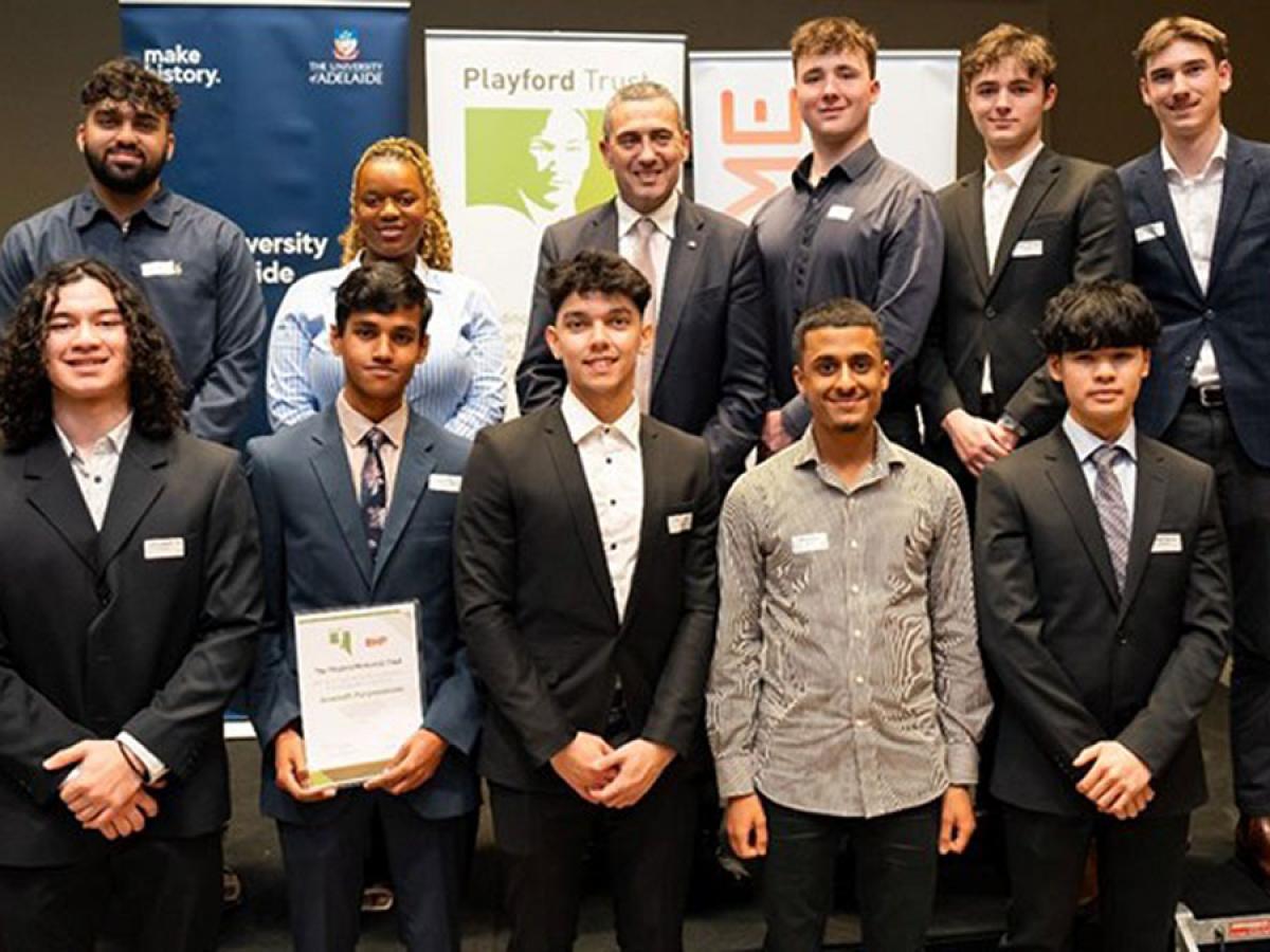 Recipients of the SA Government-funded Playford Trust Resources Sector Scholarships pictured with the Hon Tom Koutsantonis MP, Minister for Energy and Mining