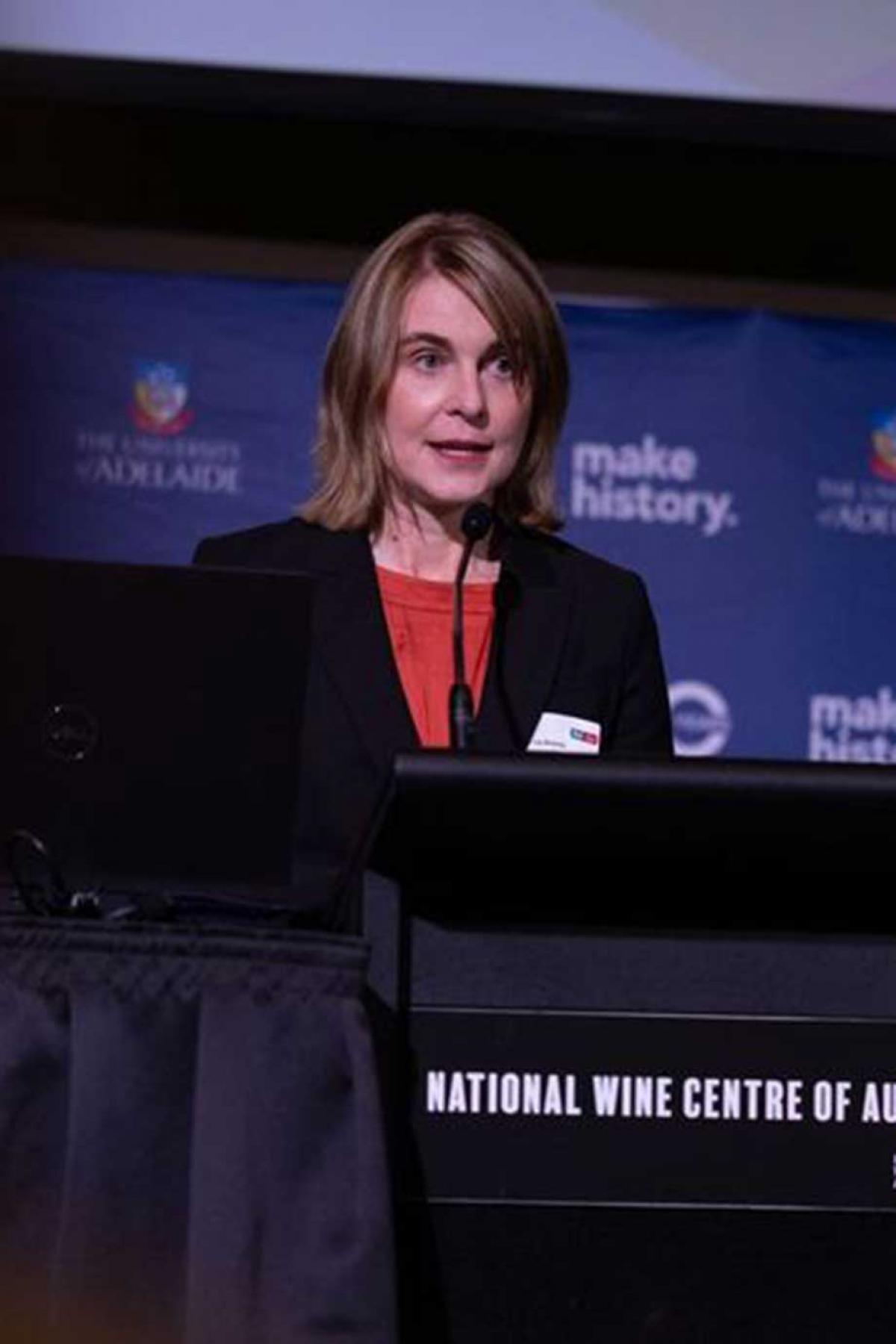 Ms Liz Brierley speaking at award night