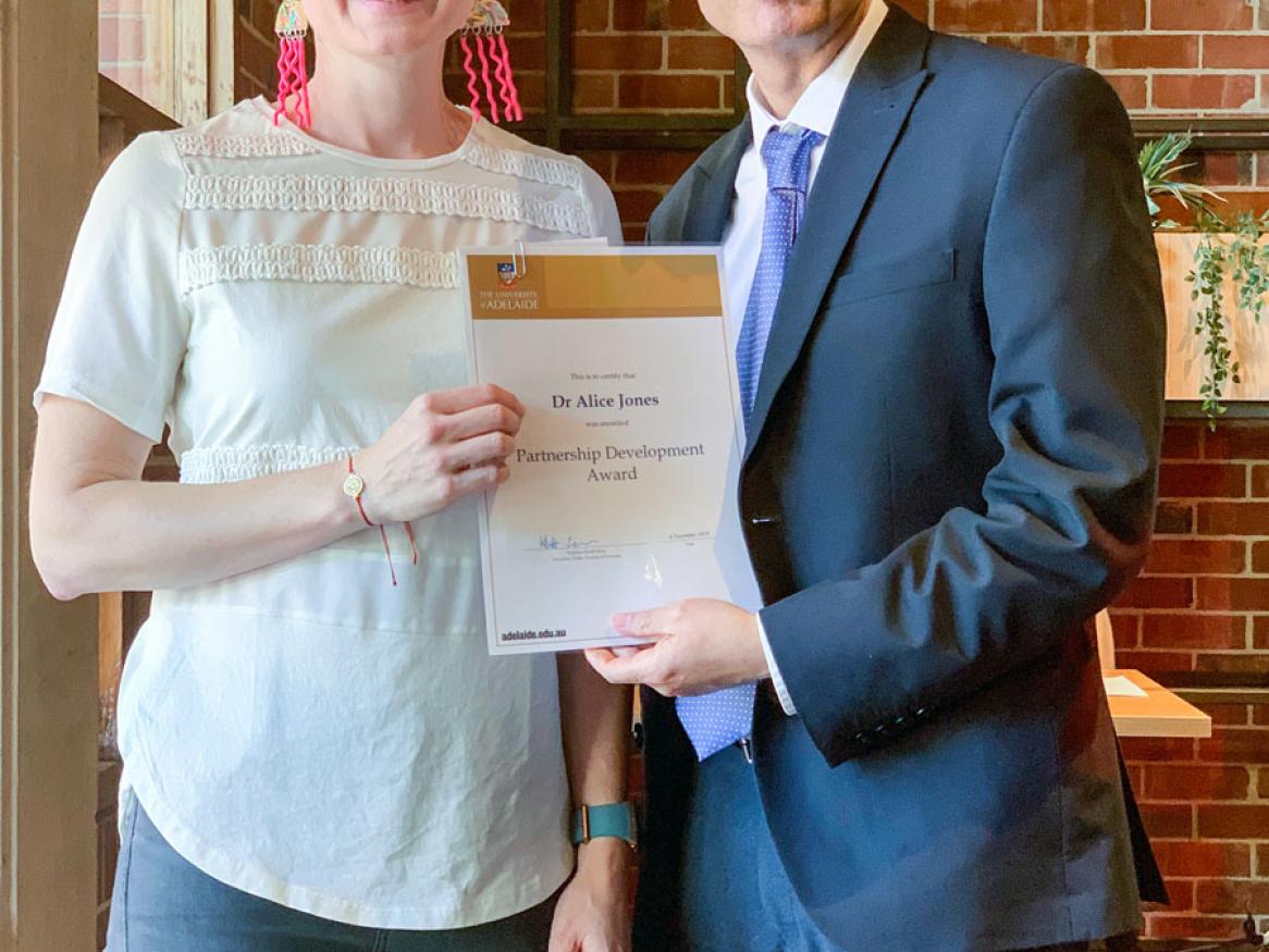 The 2019 Partnership Development Award is awarded to:  Dr Alice Jones from the School of Biological Sciences
