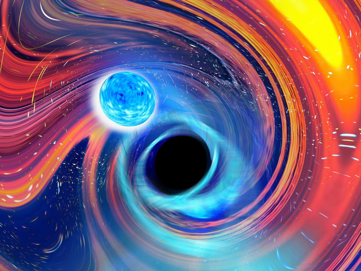 Artist’s impression of a neutron star and black hole about to merge. Carl Knox, OzGrav-Swinburne University.