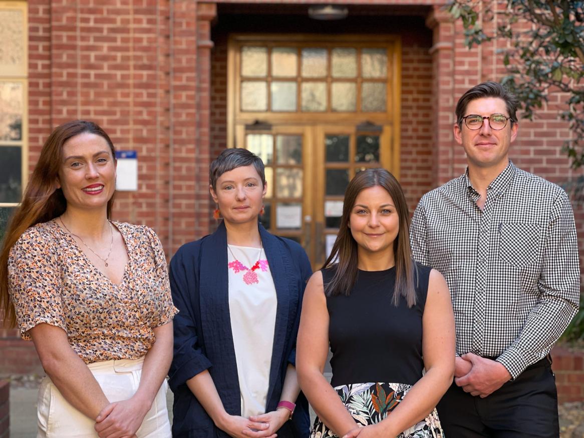 SA Tall Poppy Award winners from the University of Adelaide. L to R Dr Hannah Wardill, Dr Alice Jones, Dr Catia Malvaso and Dr Dominic McAfee. (Absent: Dr Linda Armbrecht)