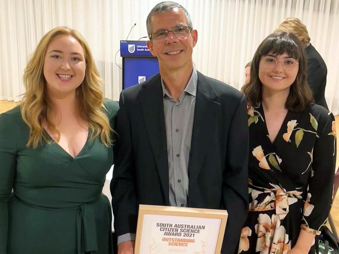 Echidna CSI team members: Dr Tahlia Perry (left), Prof Frank Grutzner (middle) and Ms Isabella Wilson (right).