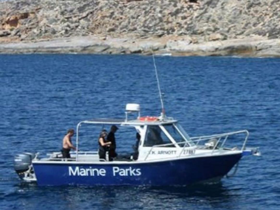 Marine park boat out on the water